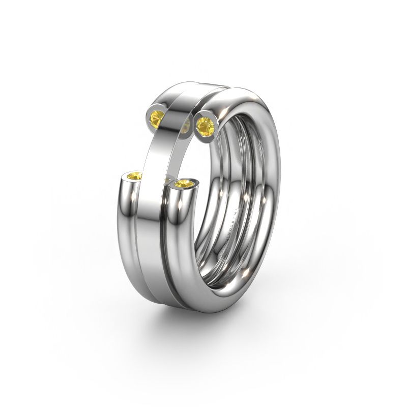 Trouwring WH6018L 950 platina gele saffier ±8x3 mm