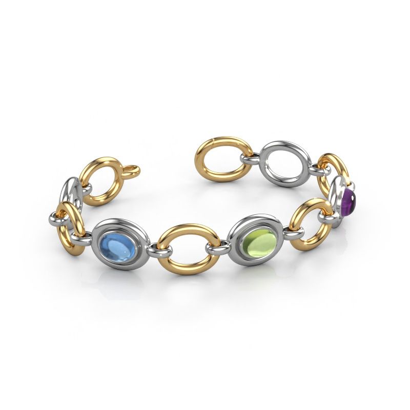 Link bracelet Maxima 3 585 white gold blue topaz 9x7 mm