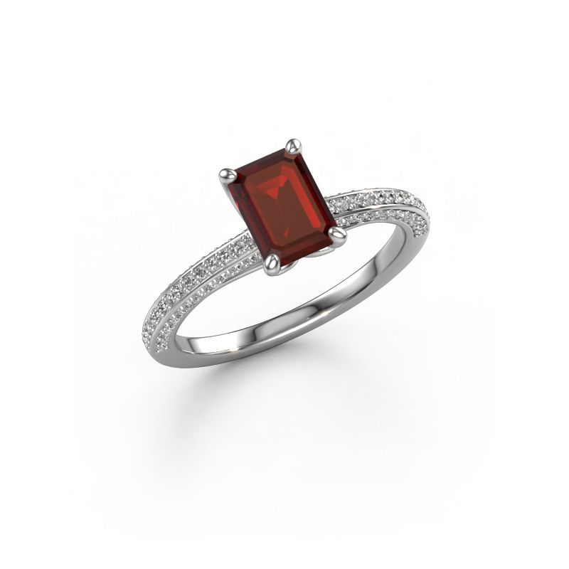 Engagement ring Elenore eme 585 white gold garnet 7x5 mm