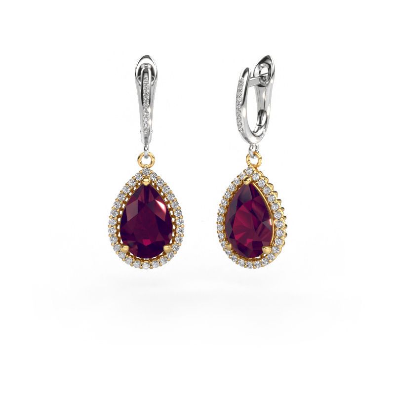 Pendants d'oreilles Tilly per 4 585 or jaune rhodolite 12x8 mm