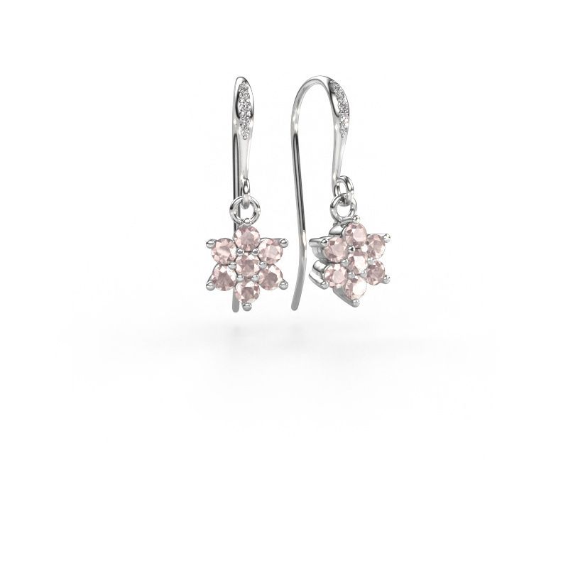 Pendants d'oreilles Dahlia 2 585 or blanc champagne morganite 2.2 mm