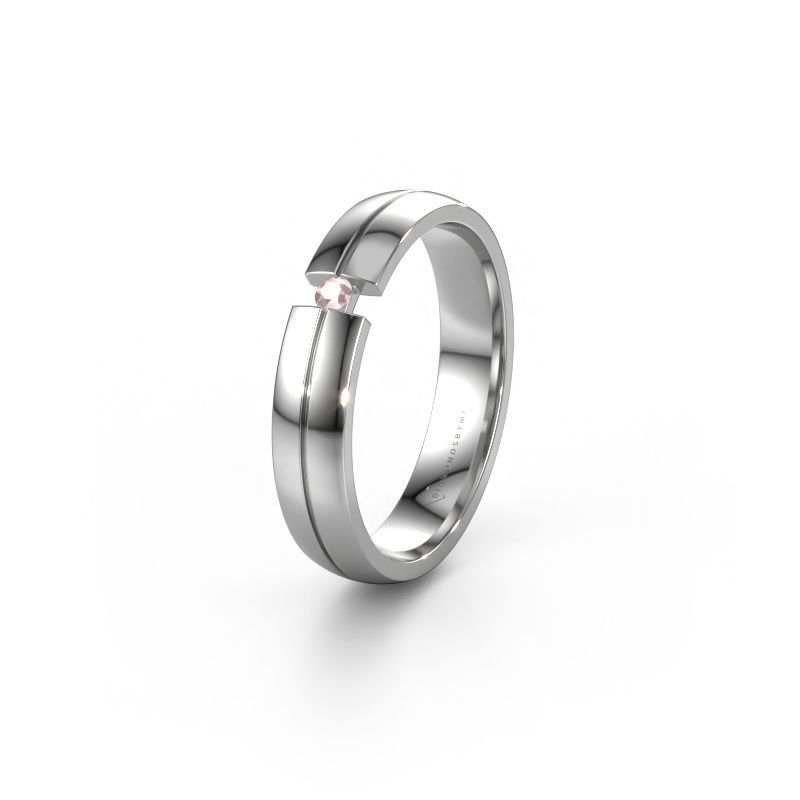 Wedding ring WH0254L24X 585 white gold morganite champagne ±0.16x0.06 in