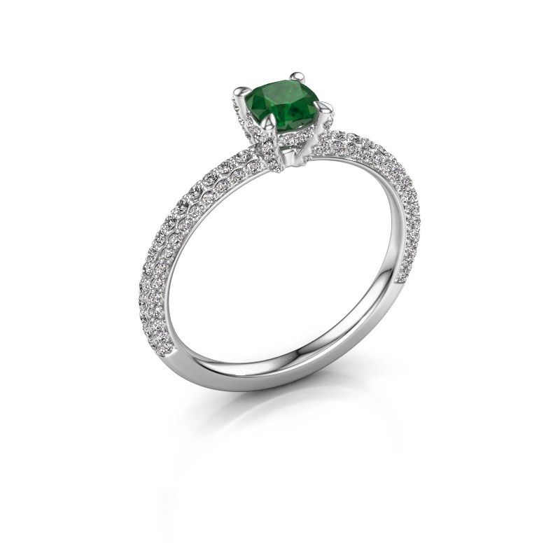 Image of Engagement ring saskia 2 cus<br/>585 white gold<br/>Emerald 4.5 mm
