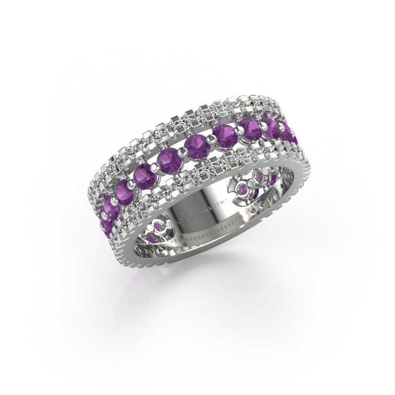 Ring Elizbeth 2 585 Weißgold Amethyst 2.4 mm