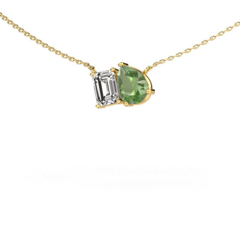 Hanger Toi et Moi PER EME 585 goud toermalijn groen 8x6 mm