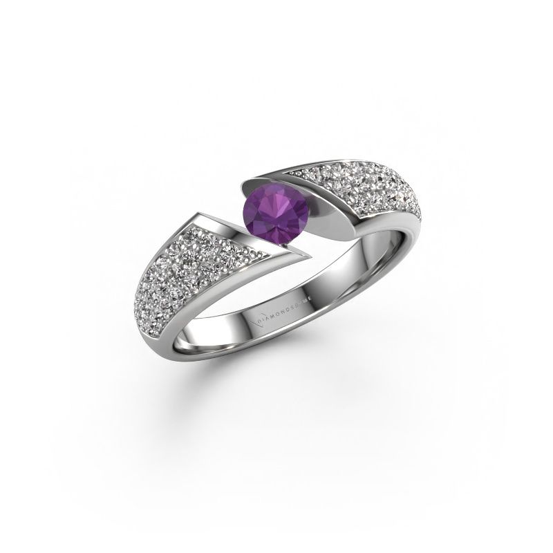Verlobungsring Hojalien 3 585 Weißgold Amethyst 4.2 mm