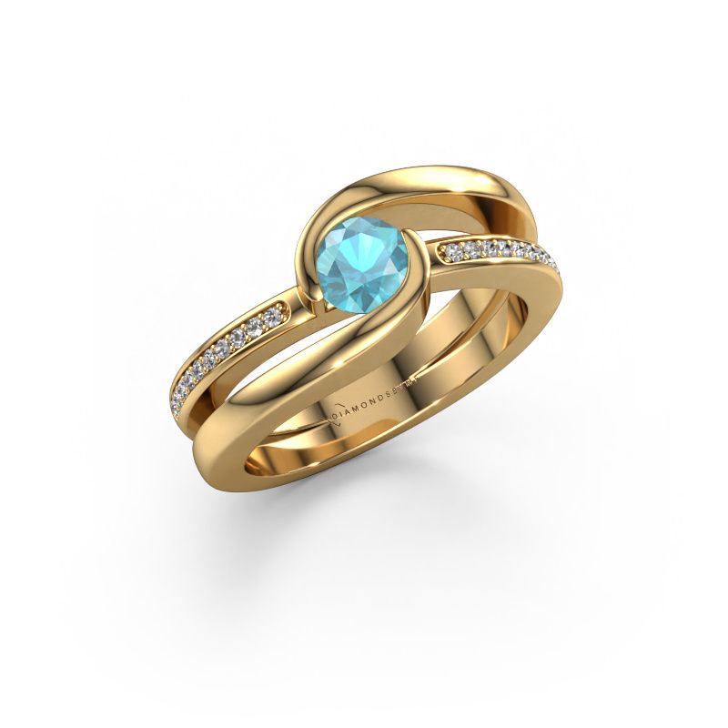 Ring Xenia 2 585 gold blue topaz 5 mm
