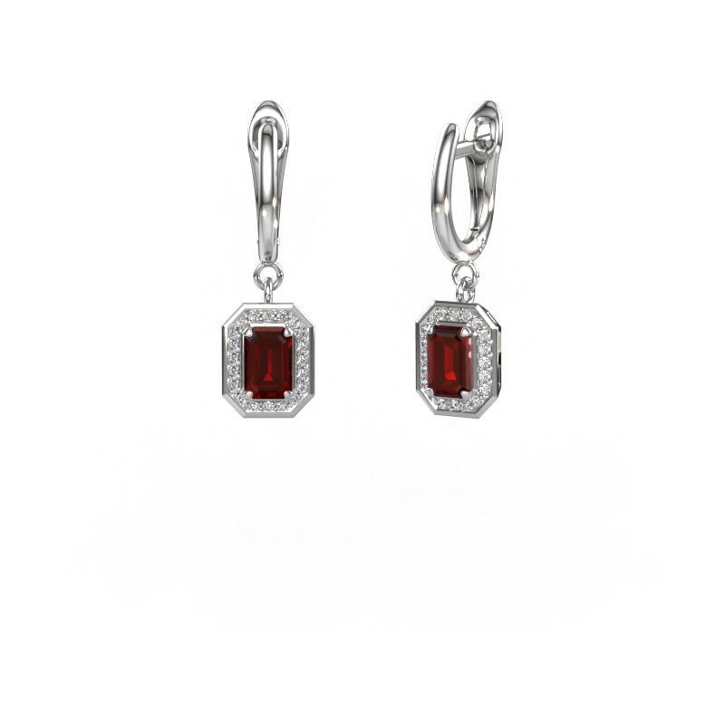 Pendants d'oreilles Dodie 1 585 or blanc grenat 6x4 mm