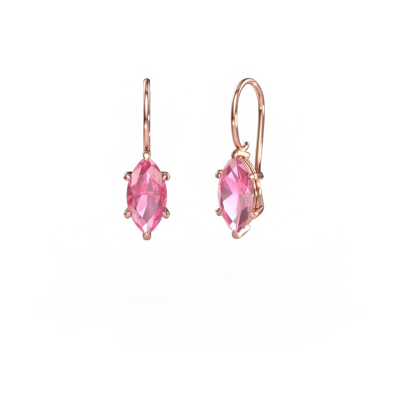 Drop earrings Cleo MRQ 585 rose gold pink sapphire 12x6 mm