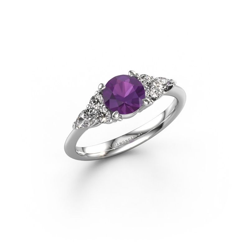 Verlovingsring Melani RND 585 witgoud amethist 6 mm