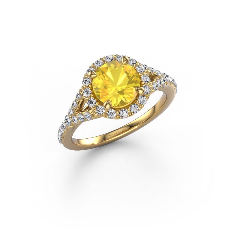 Bague de fiançailles Kimber RND 585 or jaune saphir jaune 7 mm