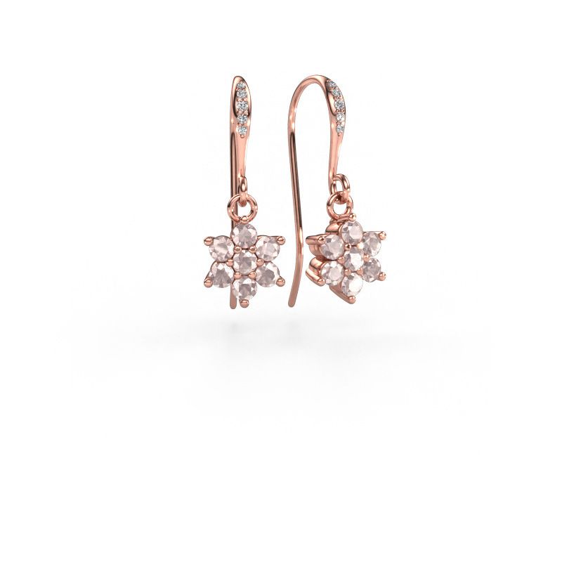 Drop earrings Dahlia 2 585 rose gold morganite champagne 2.2 mm
