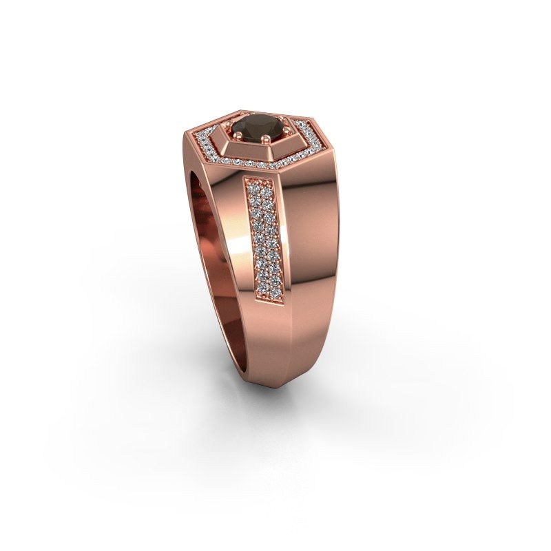 Image of Men's ring sjoerd<br/>585 rose gold<br/>Smokey quartz 4.7 mm