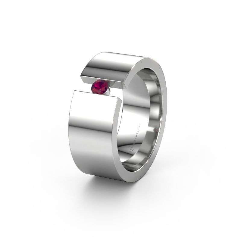 Wedding ring WH0146L18BP 585 white gold rhodolite ±8x2 mm