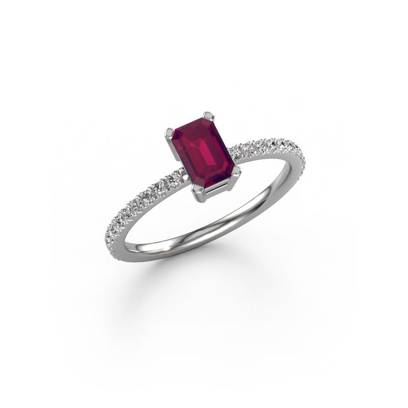 Verlobungsring Denita 2 EME 585 Weißgold Rhodolit 6x4 mm