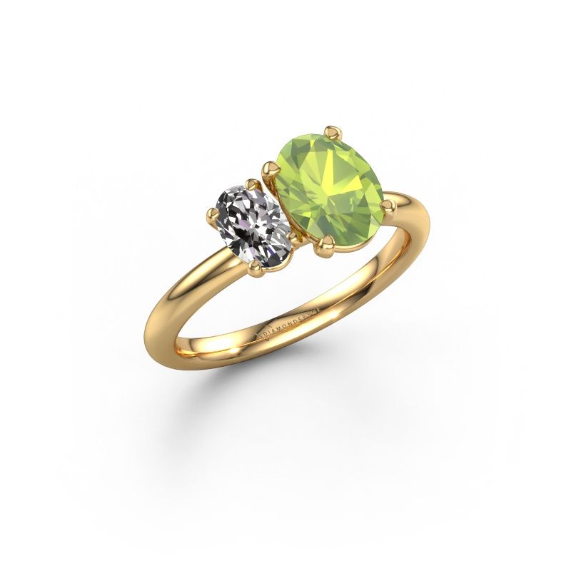 Verlovingsring Toi et Moi OVL-OVL 585 goud peridoot 8x6 mm