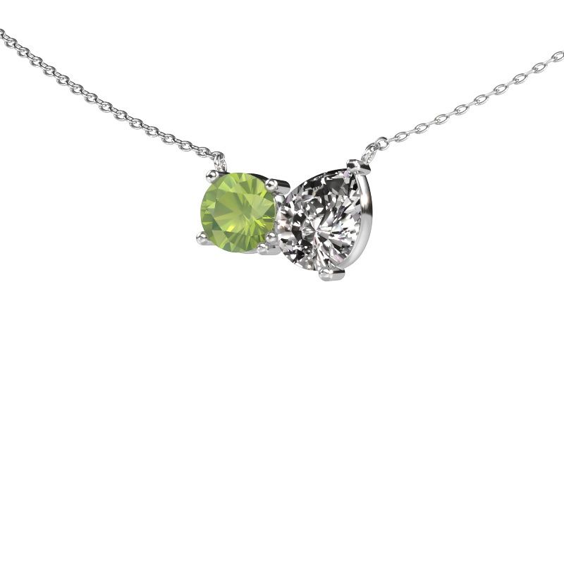 Anhänger Toi et Moi RND PER 585 Weißgold Peridot 6.5 mm