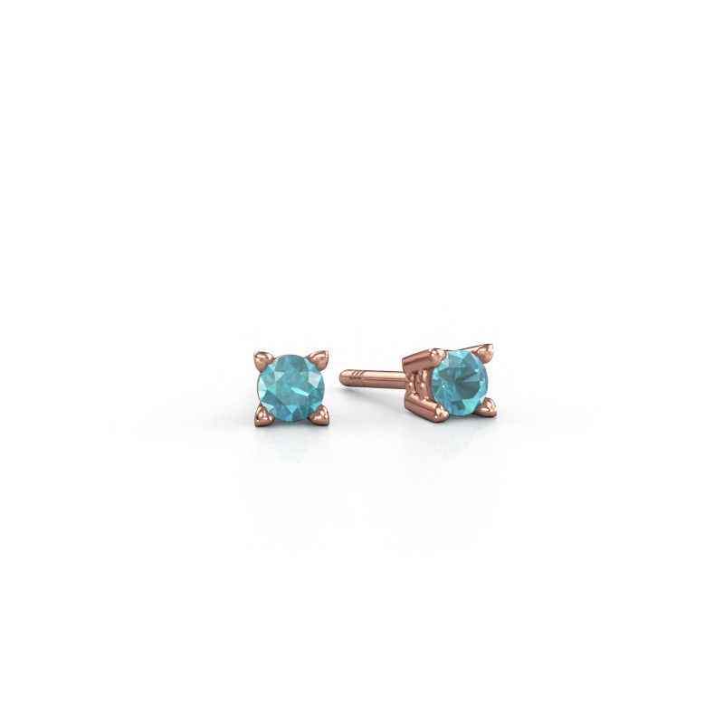 Ohrsteckers Cather 585 Roségold Blau Topas 4 mm