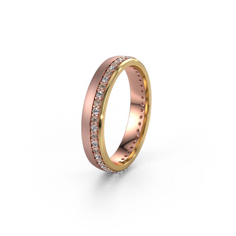 Wedding ring WH0303L24AM 585 rose gold brown diamond ±4x1.7 mm