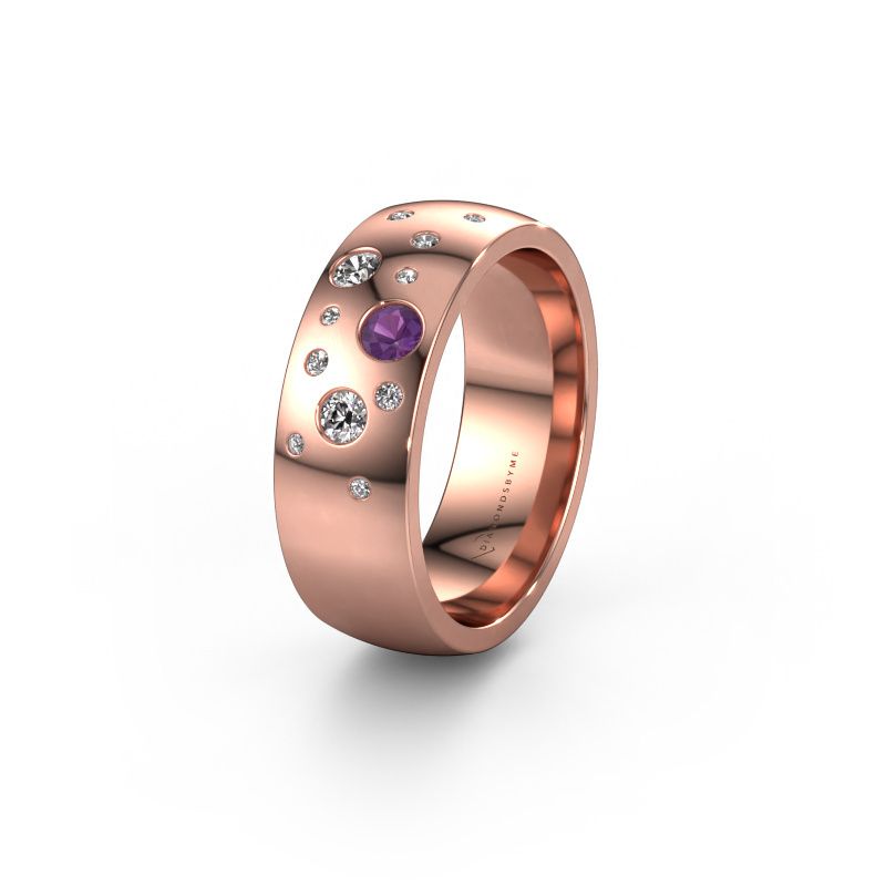 Trouwring WH0141L26BP 585 rosé goud amethist ±7 x 2 mm