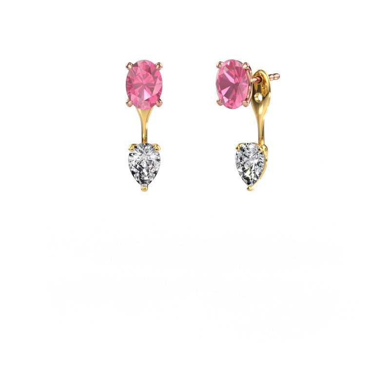 Drop earrings Kate OVL-PER 585 rose gold pink sapphire 7x5 mm