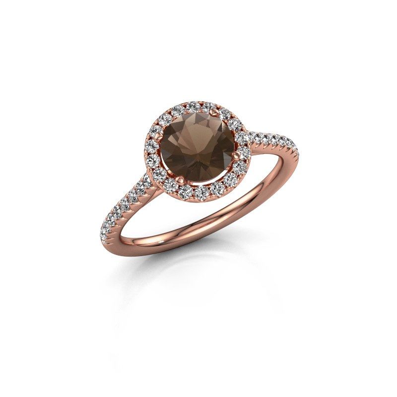 Image of Engagement ring seline rnd 2<br/>585 rose gold<br/>Smokey quartz 6.5 mm