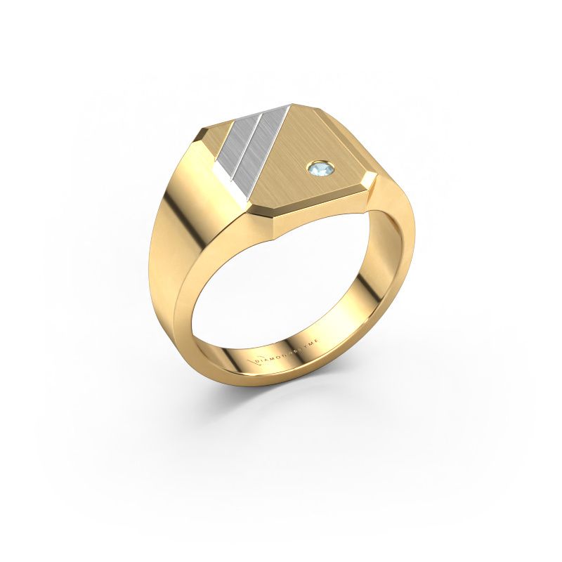 Signet ring Patrick 2 585 gold aquamarine 2 mm