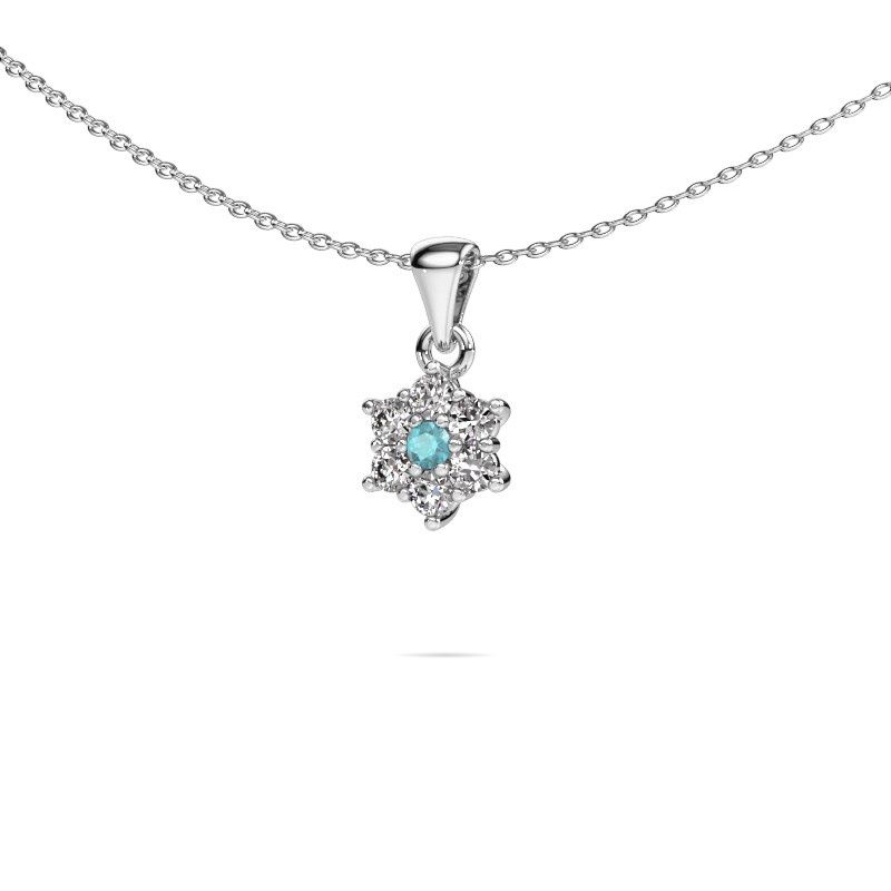 Anhänger Chantal 950 Platin Blau Topas 2.4 mm
