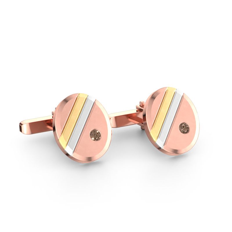 Manschettenknöpfe Wesley 585 Roségold Braun Diamant 0.16 crt