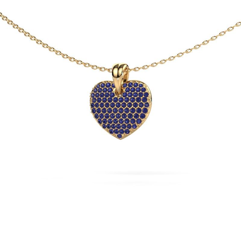 Image of Necklace Heart 5 585 gold sapphire 0.8 mm