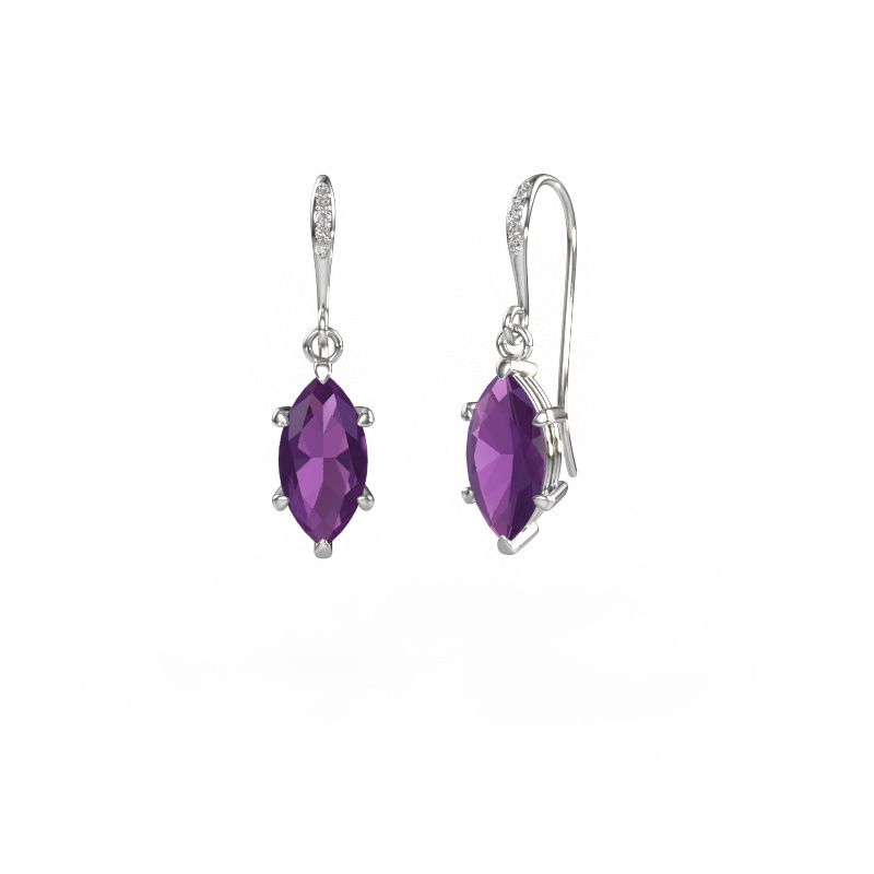 Pendants d'oreilles Laurie MRQ 2 950 platine améthyste 10x5 mm