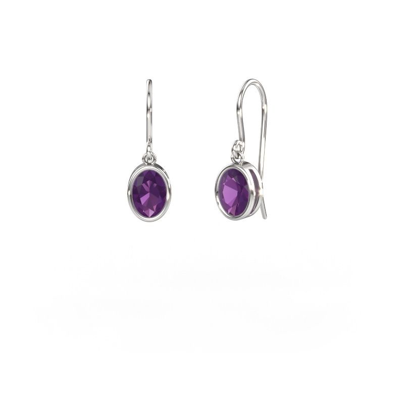 Earrings Lavon OVL 585 white gold amethyst 7x5 mm