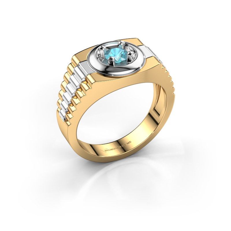 Image de Bague pour homme edward<br/>585 or jaune<br/>Topaze bleue 4.7 mm