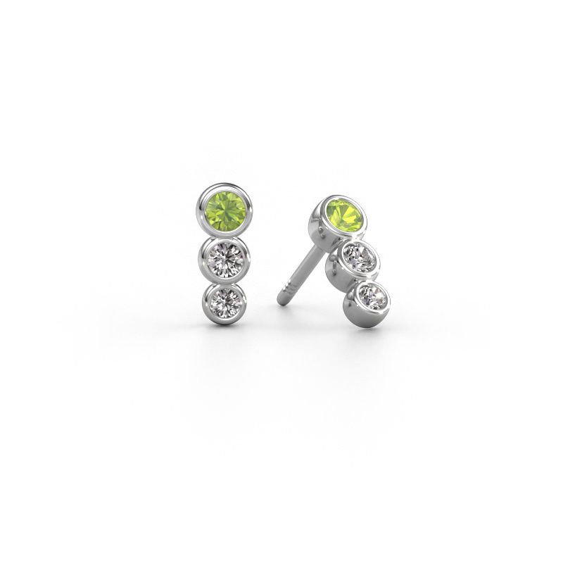 Boucles d'oreilles Felica 585 or blanc péridot 2.7 mm