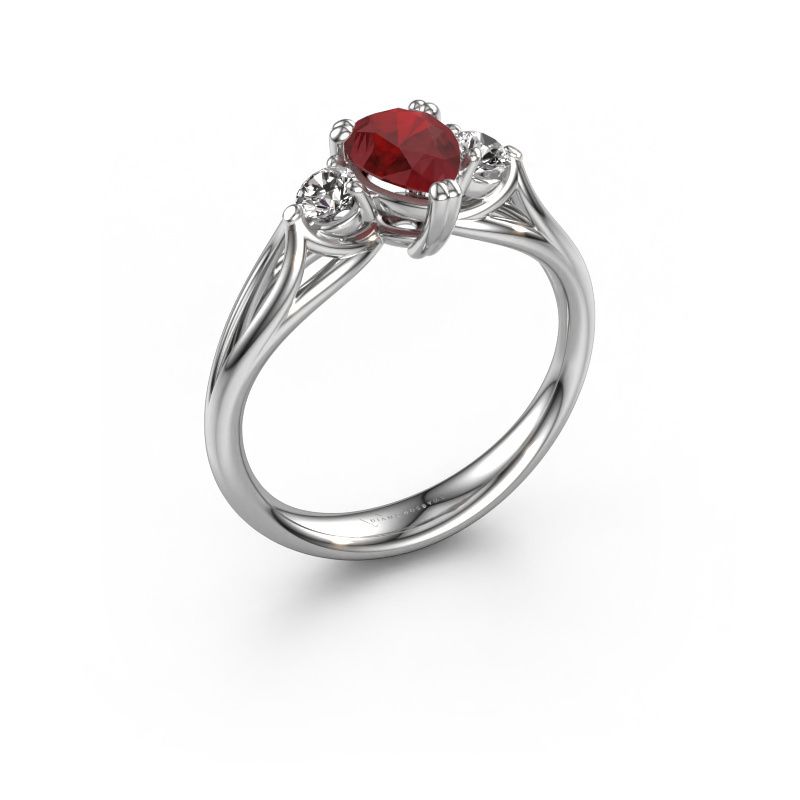Verlobungsring Amie per 950 Platin Rubin 7x5 mm