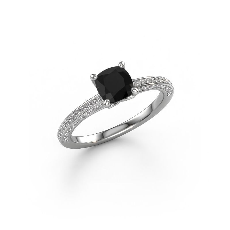 Bague de fiançailles Elenore cus 950 platine diamant noir 1.15 crt