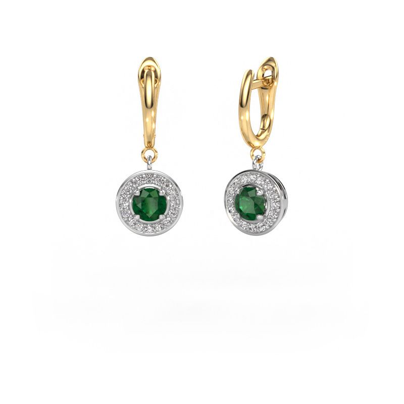 Pendants d'oreilles Ninette 1 585 or blanc emeraude 5 mm