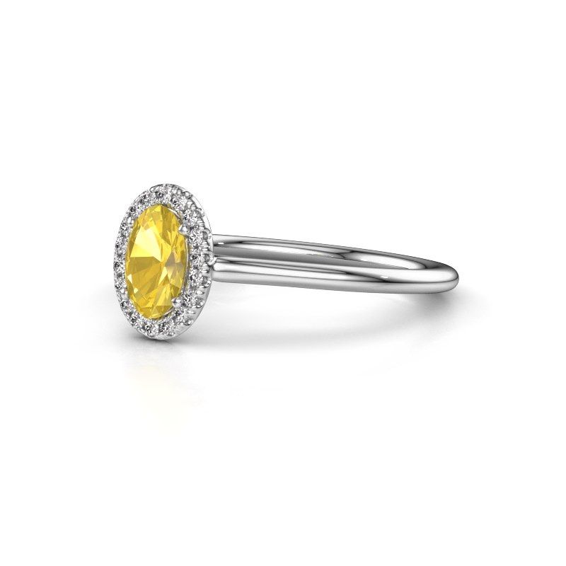 Image of Engagement ring seline ovl 1<br/>950 platinum<br/>Yellow sapphire 6x4 mm