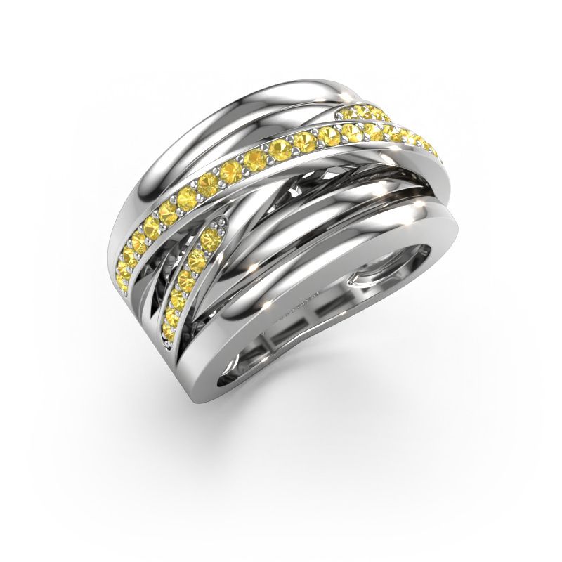 Ring Clair 3 585 white gold yellow sapphire 1.5 mm