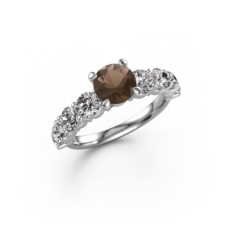 Bague de fiançailles Deja 950 platine quartz fumé 6.5 mm