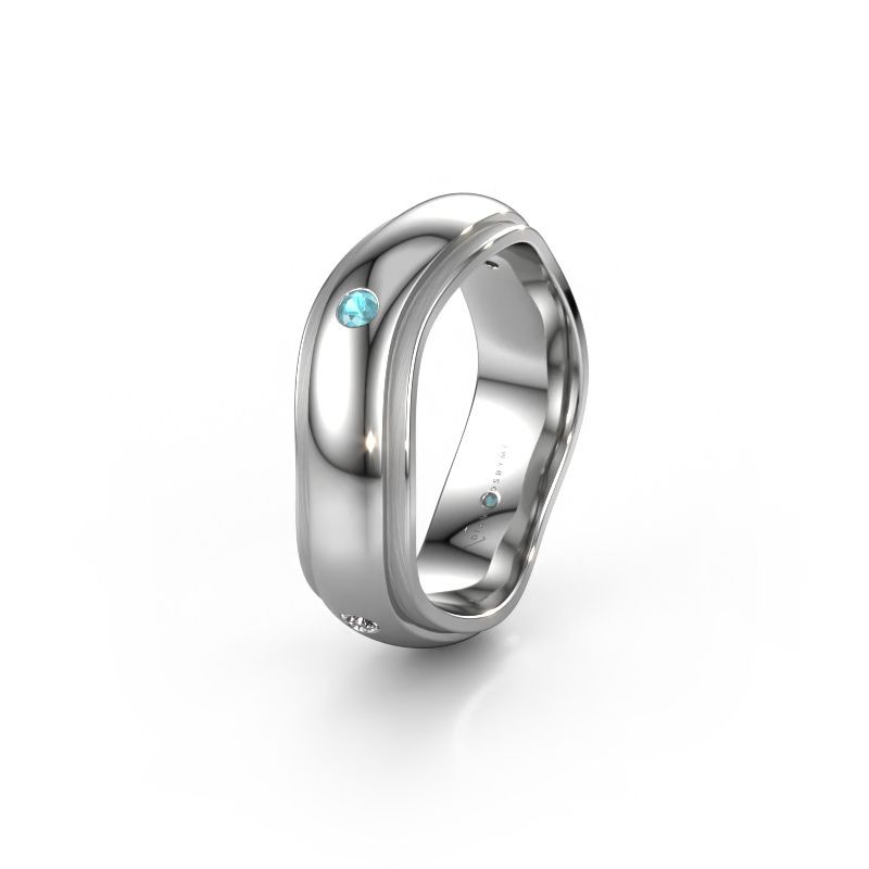 Wedding ring WH2050L26DP 950 platinum blue topaz ±6x2.4 mm