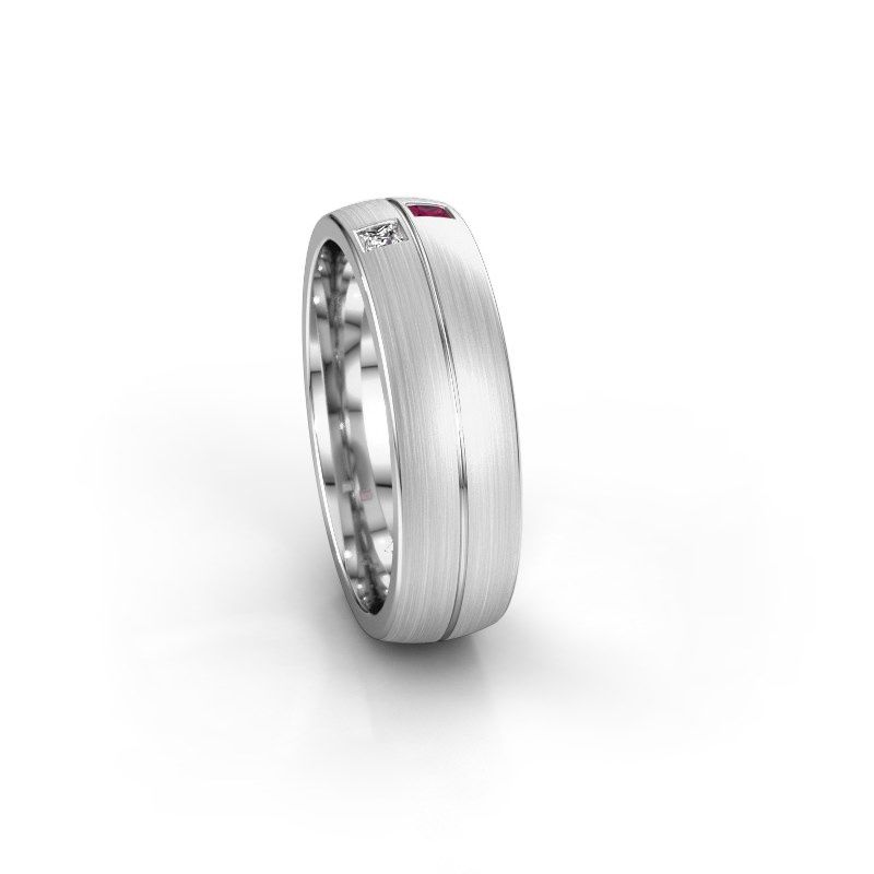 Image of Wedding ring WH0250L26BM<br/>585 white gold ±6x2 mm<br/>Rhodolite