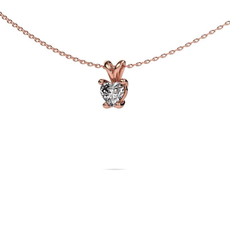 Image of Necklace Sam Heart 585 rose gold diamond 0.50 crt