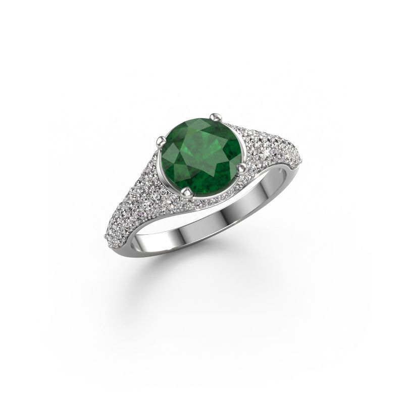 Engagement ring Lovella 950 platinum emerald 7 mm