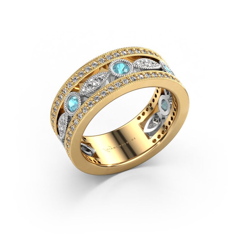 Bague Jessica 585 or jaune topaze bleue 2.5 mm