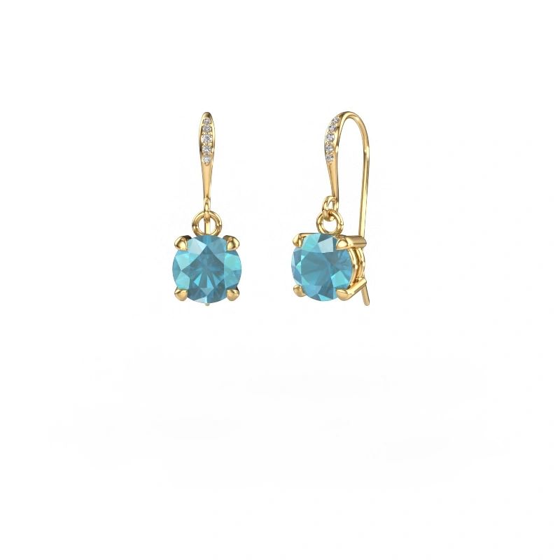 Drop earrings Laurie RND 2 585 gold blue topaz 5.7 mm
