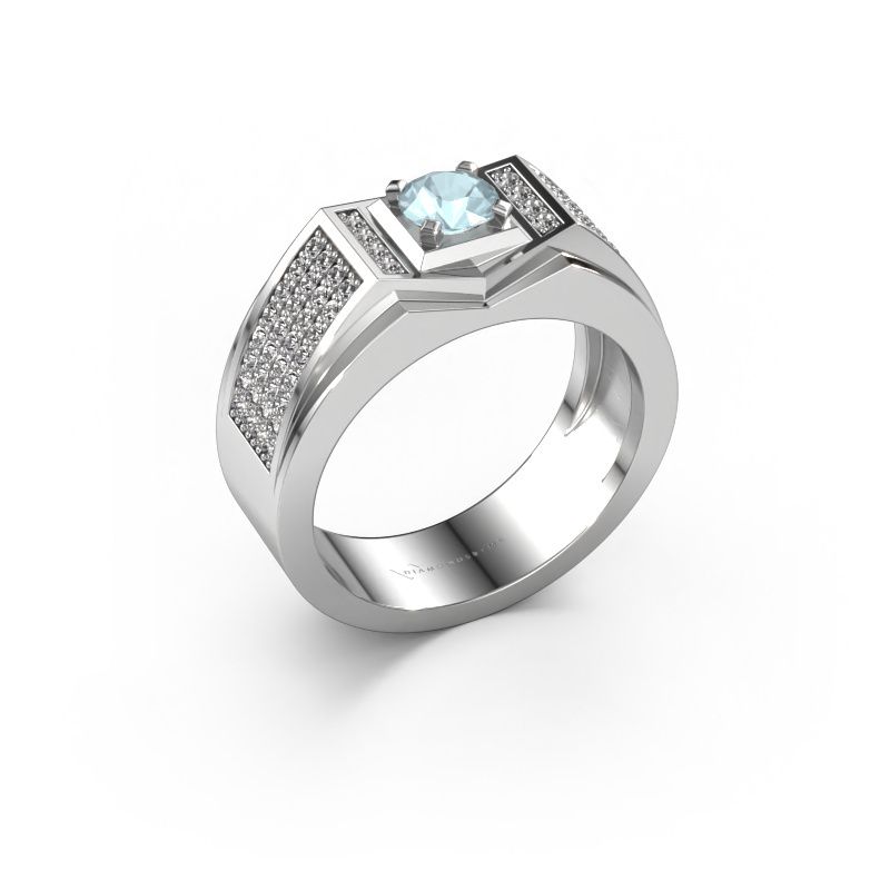 Men's ring Marcel 585 white gold aquamarine 5 mm