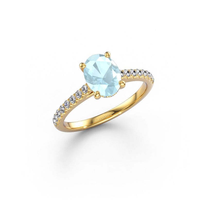 Engagement ring Sophie OVL 585 gold aquamarine 8x6 mm