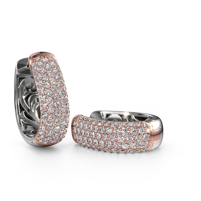 Creolen Danika 12.5 B 585 rosé goud zirkonia 1.3 mm