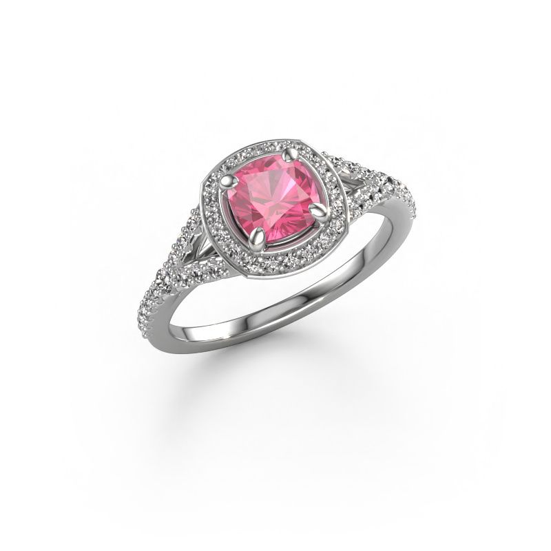 Bague de fiançailles Pamela CUS 950 platine saphir rose 5.5 mm